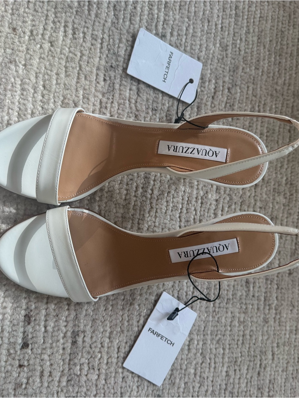 Aquazzura White Leather Open-Toe Slingback Heels NEW with tags